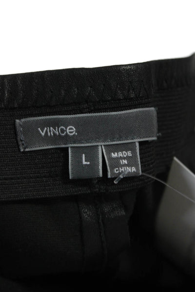 Vince Womens Black Leather Ankle Cropped Pants Zip Size L