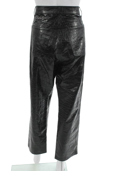 Nanushka Women Cropped Black Animal Print Pants Size L