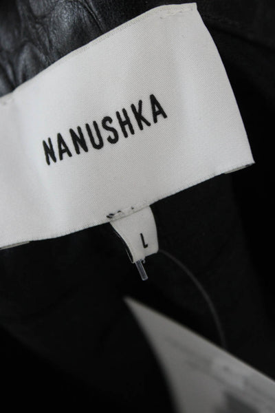 Nanushka Women Cropped Black Animal Print Pants Size L