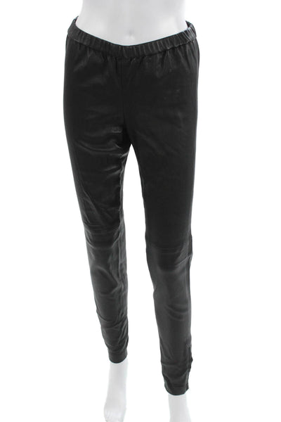 Leith Women Black Leather Biker Jogger Pants Zip Size L