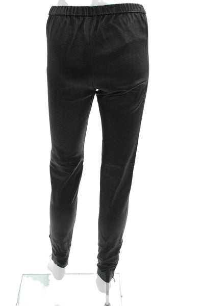 Leith Women Black Leather Biker Jogger Pants Zip Size L