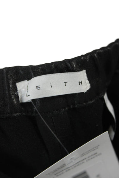 Leith Women Black Leather Biker Jogger Pants Zip Size L