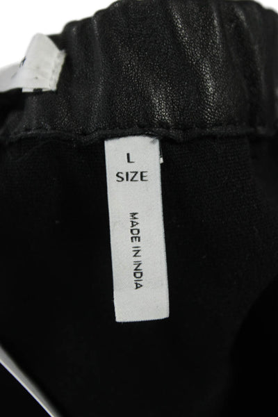 Leith Women Black Leather Biker Jogger Pants Zip Size L