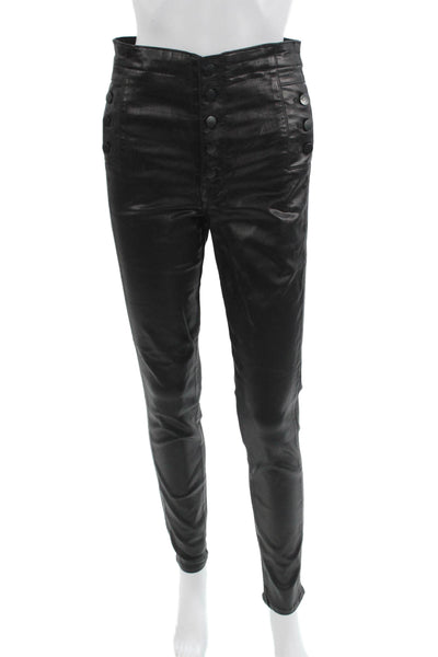 J Brand Womens Biker Jeggings Black Button Size 27