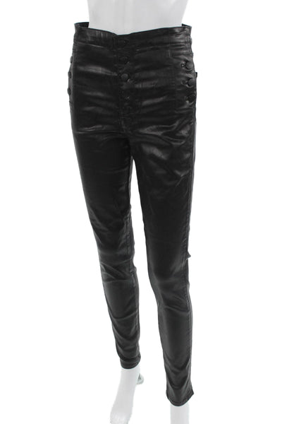 J Brand Womens Biker Jeggings Black Button Size 27