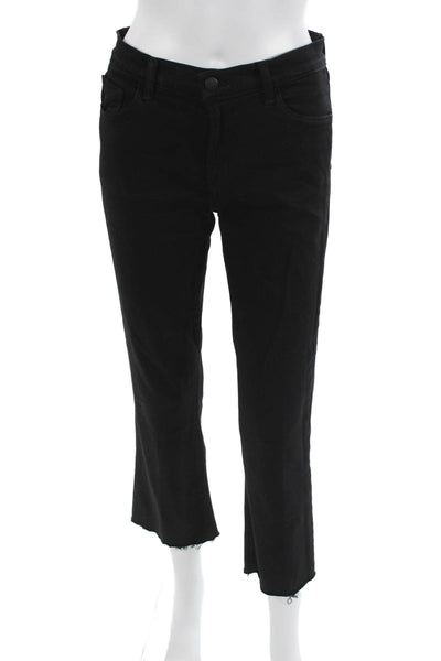 J Brand Women Cropped Skinny Jeans Black Low Rise Button Size 27