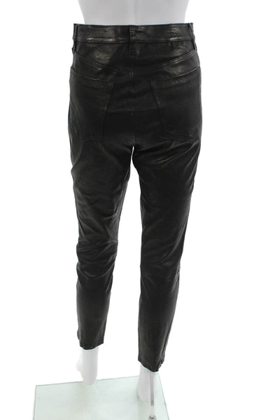 J Brand Womens Ankle Cropped Biker Black Leather Pants Size 29