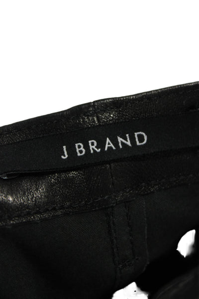 J Brand Womens Ankle Cropped Biker Black Leather Pants Size 29