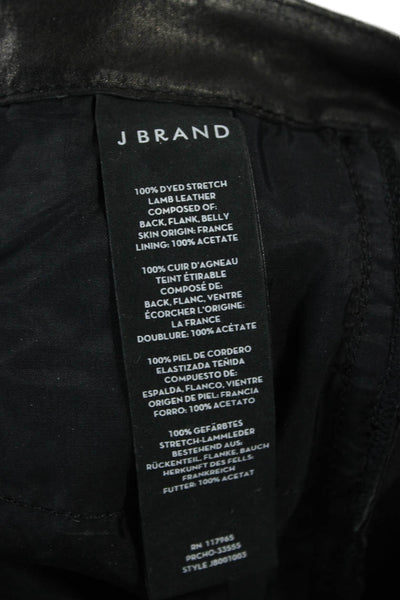 J Brand Womens Ankle Cropped Biker Black Leather Pants Size 29