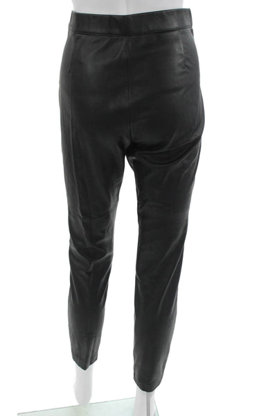 Zara Womens Ankle Cropped Biker Pants Black Polyurethane Zip Size L