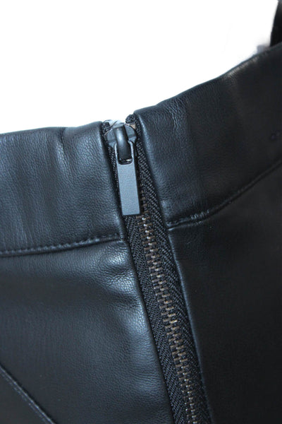 Zara Womens Ankle Cropped Biker Pants Black Polyurethane Zip Size L
