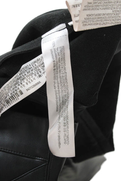 Zara Womens Ankle Cropped Biker Pants Black Polyurethane Zip Size L