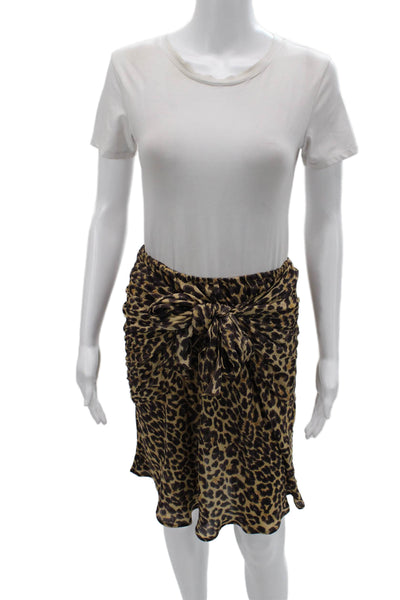 Mes Demoiselles Women Wrap Animal Print Beige Skirt Size 38