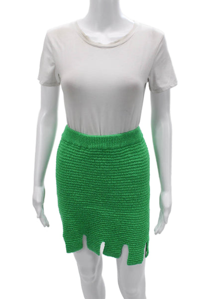 Auver_Fit Women Mini Skirt Green Cotton Poly Blend Short Size One Size