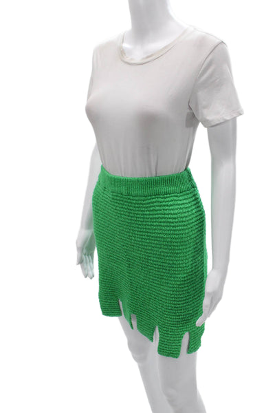 Auver_Fit Women Mini Skirt Green Cotton Poly Blend Short Size One Size