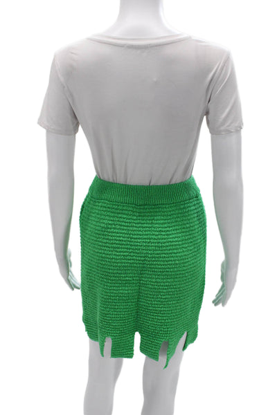 Auver_Fit Women Mini Skirt Green Cotton Poly Blend Short Size One Size