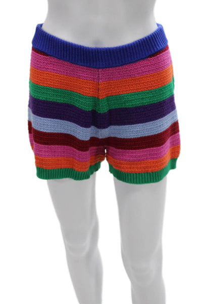 Zara Unisex Striped Blue Cotton Shorts Size L