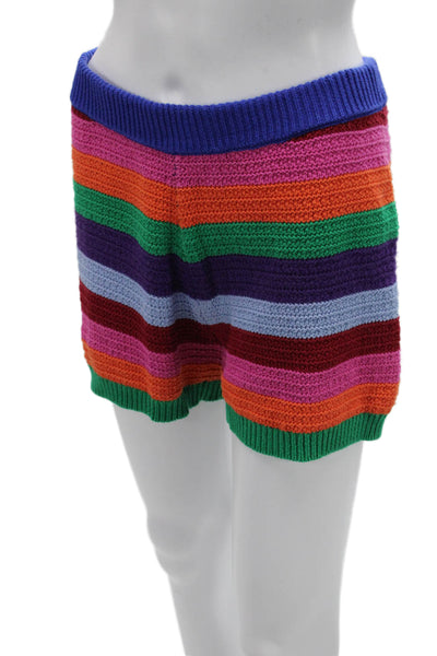 Zara Unisex Striped Blue Cotton Shorts Size L