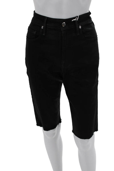 Good American Unisex Bermuda Shorts Black Button Size 27