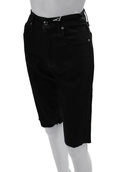 Good American Unisex Bermuda Shorts Black Button Size 27