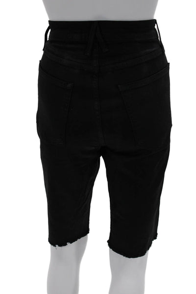 Good American Unisex Bermuda Shorts Black Button Size 27