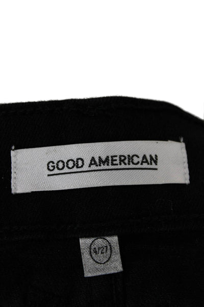 Good American Unisex Bermuda Shorts Black Button Size 27