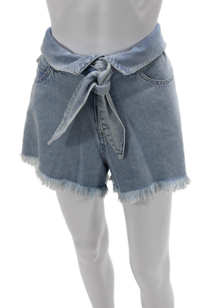 Nanushka Unisex Light Blue Cotton Drawstring 90s Solid Shorts Size L