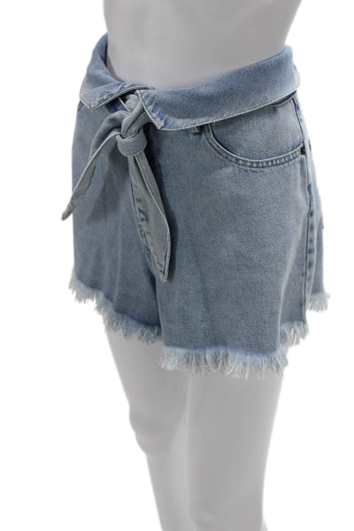 Nanushka Unisex Light Blue Cotton Drawstring 90s Solid Shorts Size L
