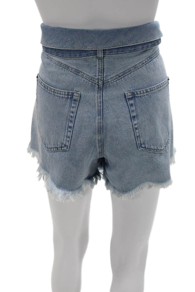 Nanushka Unisex Light Blue Cotton Drawstring 90s Solid Shorts Size L
