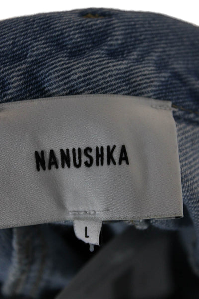 Nanushka Unisex Light Blue Cotton Drawstring 90s Solid Shorts Size L