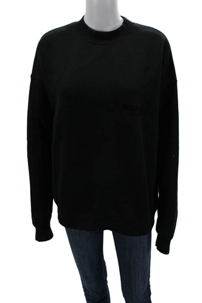 Essentials Unisex Pullover Sweatshirt Black Crewneck Cotton Size S