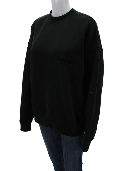 Essentials Unisex Pullover Sweatshirt Black Crewneck Cotton Size S