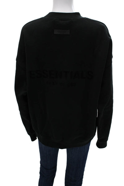 Essentials Unisex Pullover Sweatshirt Black Crewneck Cotton Size S