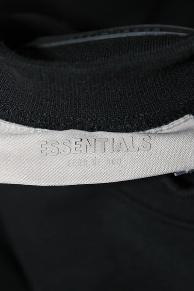Essentials Unisex Pullover Sweatshirt Black Crewneck Cotton Size S