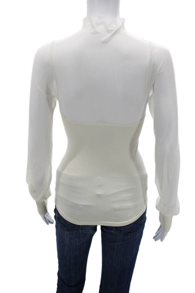 Intimately Free People Women White Mock Neck Long Sleeve Top Boho Size XS