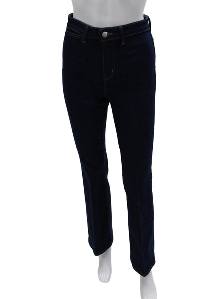 L Agence Women Dark Blue Straight Jeans High Rise 31 Inseam Size 26