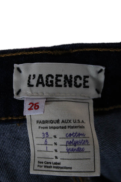 L Agence Women Dark Blue Straight Jeans High Rise 31 Inseam Size 26
