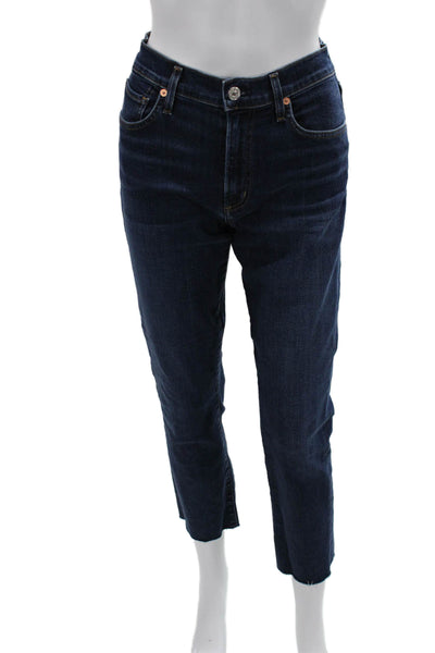 Citizens of Humanity Women Maternity Cropped High Rise Jeans Dark Blue Size 27