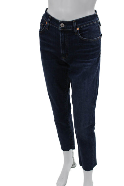 Citizens of Humanity Women Maternity Cropped High Rise Jeans Dark Blue Size 27