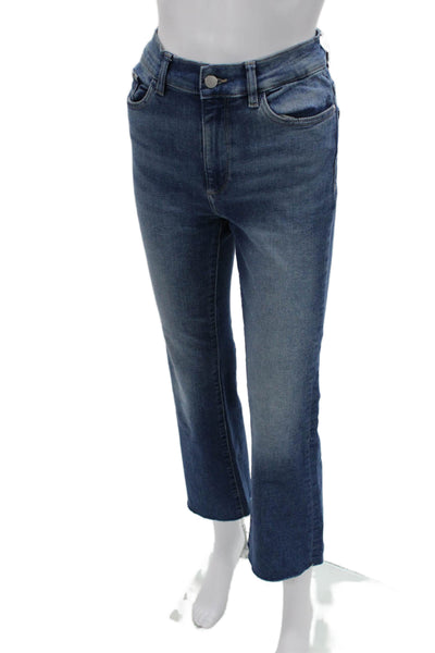 DL1961 Women Cropped Straight Blue High Rise Jeans Size 27