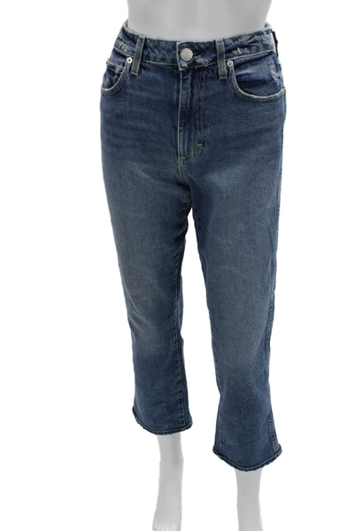 Amo Women Cropped Mom Jeans Dark Blue High Rise Size 27