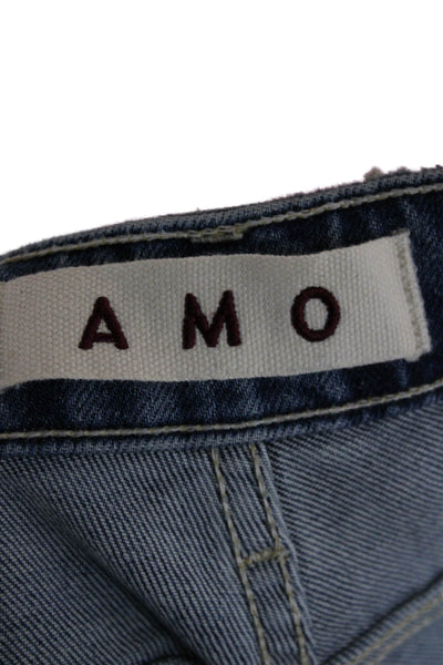 Amo Women Cropped Mom Jeans Dark Blue High Rise Size 27