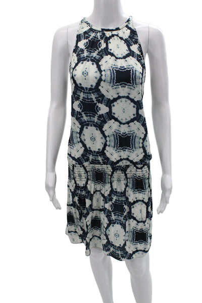 Ramy Brook Women Shift Tank Dress Black High Neck Geometric Sleeveless Size S