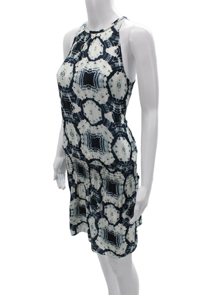 Ramy Brook Women Shift Tank Dress Black High Neck Geometric Sleeveless Size S
