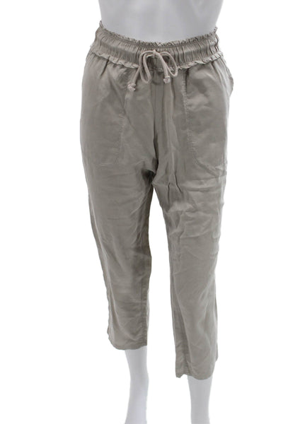 Splendid Womens Cropped Jogger Pants Gray Lyocell Drawstring Boho Size S