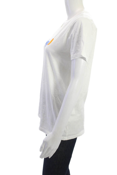 J Crew Womens Basic Graphic Cotton Crew Neck Short Sleeve T-Shirt White Size M
