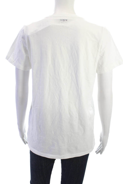 J Crew Womens Basic Graphic Cotton Crew Neck Short Sleeve T-Shirt White Size M