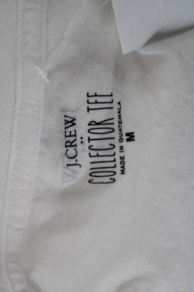 J Crew Womens Basic Graphic Cotton Crew Neck Short Sleeve T-Shirt White Size M