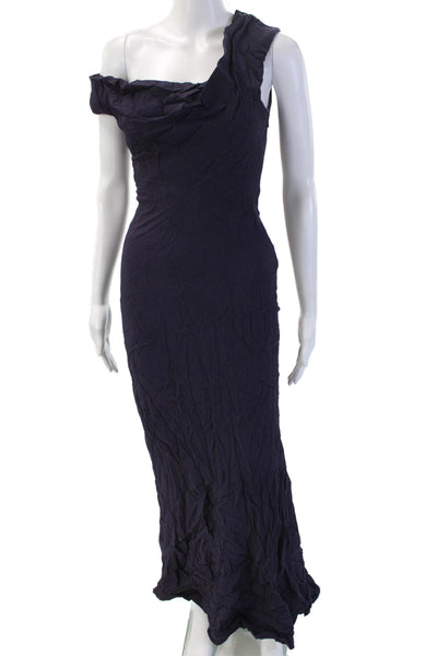 Bottega Veneta Women Maxi Mermaid Silk Full Length Dress Dark Blue Size S