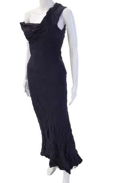 Bottega Veneta Women Maxi Mermaid Silk Full Length Dress Dark Blue Size S